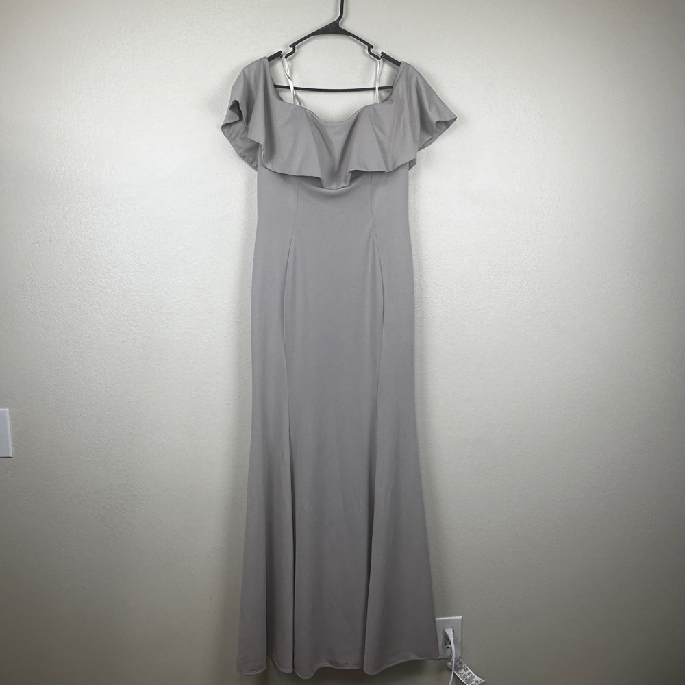 Ed Young Off Shoulder Ruffle Bodice Formal Long Dress